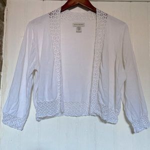Banana Republic Lace-trimmed cardigan, white, sz XL.